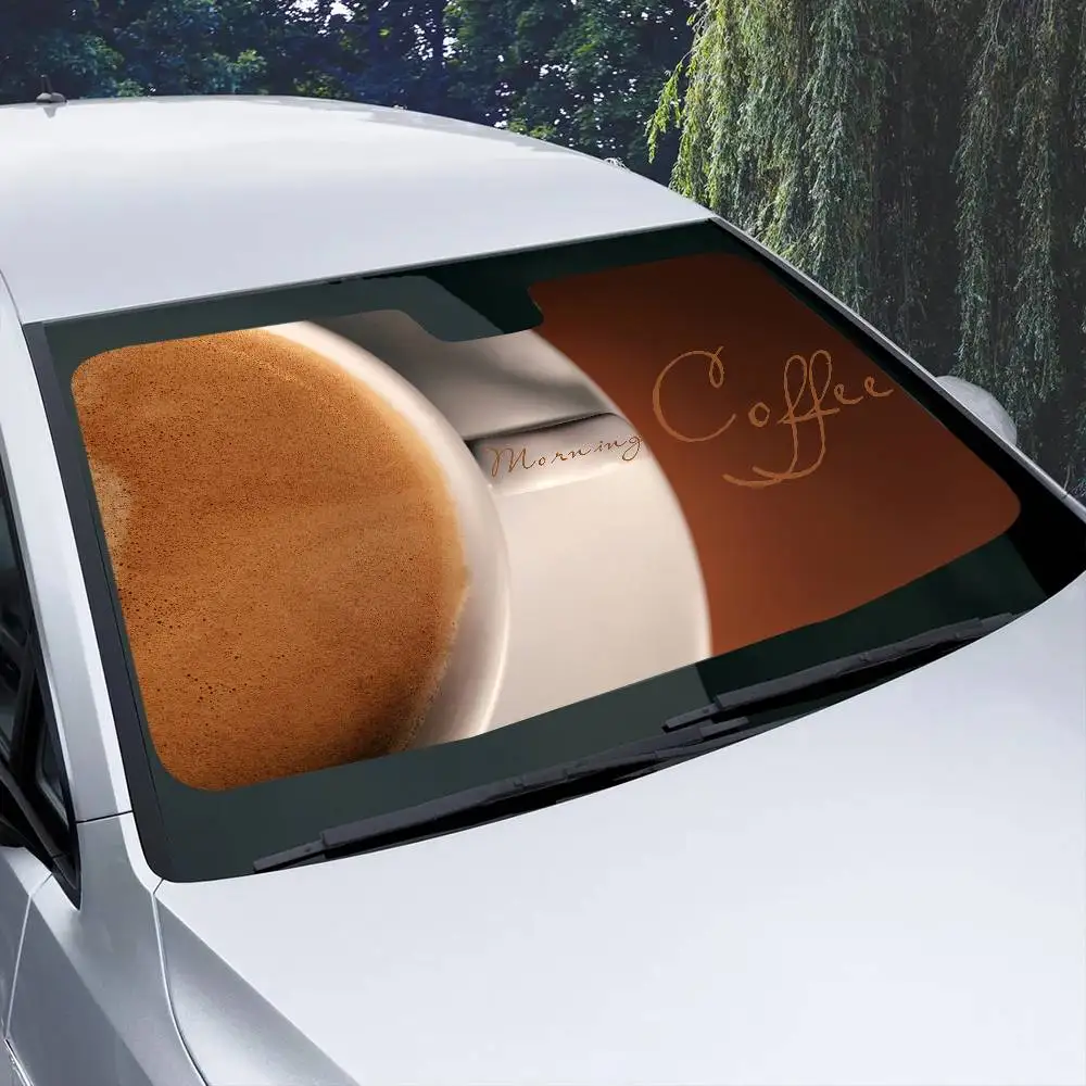 

Coffee Cup Coffee Beans Windshield Car Sunshade Funny Animal Windshield Sun Shade Window Cars Folding Rays Sun Visor Protector