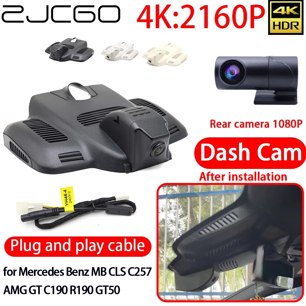 

ZJCGO 4K DVR Dash Cam Wifi Front Rear Camera 24h Monitor for Mercedes Benz MB CLS C257 AMG GT C190 R190 GT50