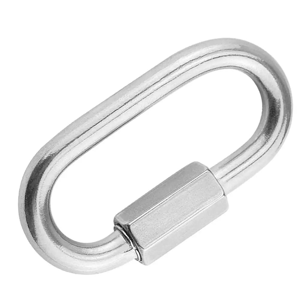 304 Stainless Steel Screw Locking Oval Quick Carabiner 8x75mm