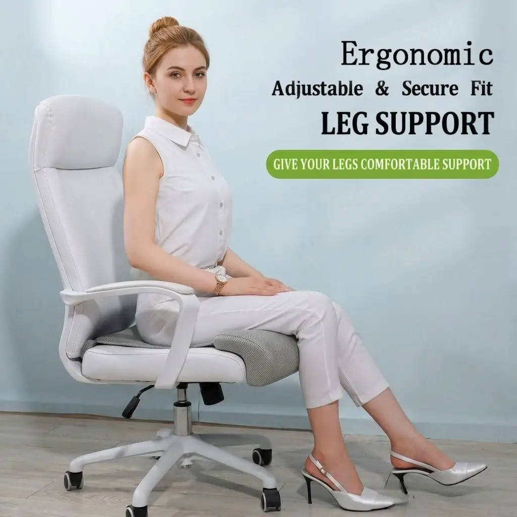 Ergonomic Office Chair Leg Support Cushion, Adjustable Desk Seat Extension, Pressure Relief for Long Sitting