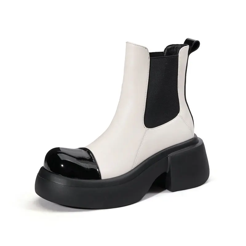 

2025 новые женские ботинки на платформе, модные ботинки «Челси», уличная сексуальная женская обувь из натуральной кожи
