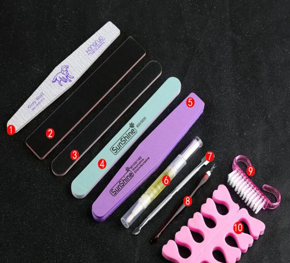 10 ชิ้นเล็บชุดเครื่องมือเล็บถูแถบขัด Double Sided Matte แถบฟองน้ําไฟล์เล็บถูตัดมือชุด