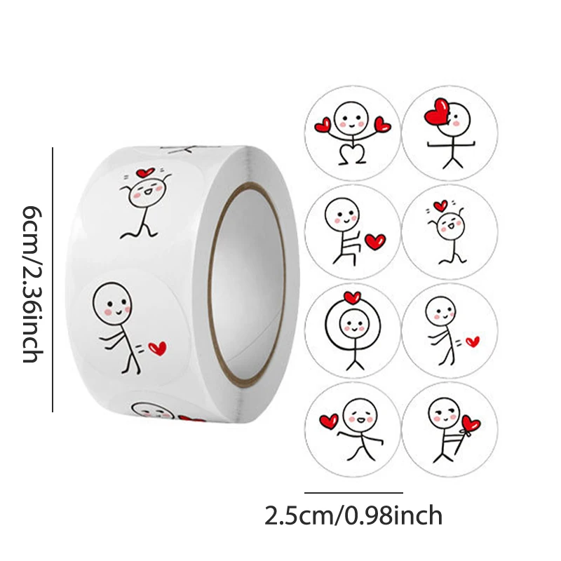 500pcs Valentine's Day Stickers Love Labels for Wedding Holiday Gift Decoration Envelope Sealing Stickers