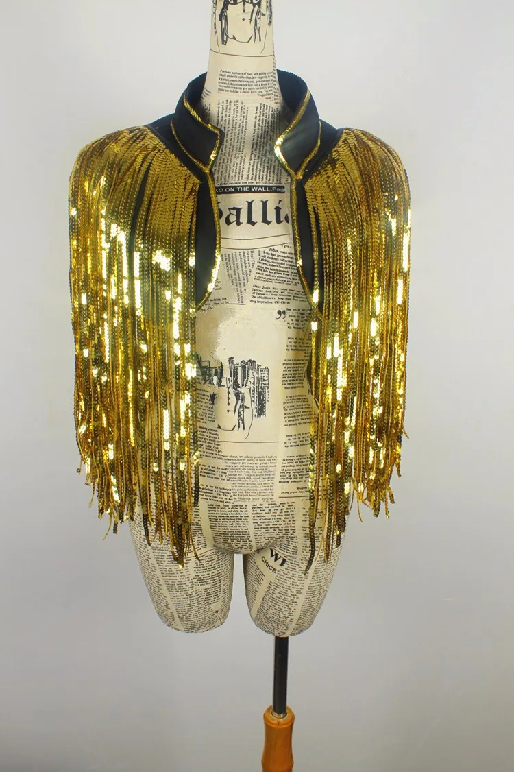 

Блестящий жилет с пайетками и бахромой для танцев, выступлений, карнавалов, рождественских представлений, для певцов и танцоров, для баров и вечеринок, топ с бахромой