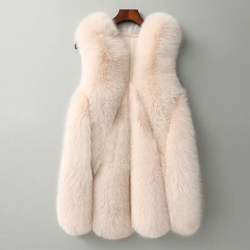 Long Faux Fur Vest Fluffy New Arrival Jacket Plus Size Women Slim Fake Fur Coats High Quality Artificial Fur Gilet Jacket Teddy