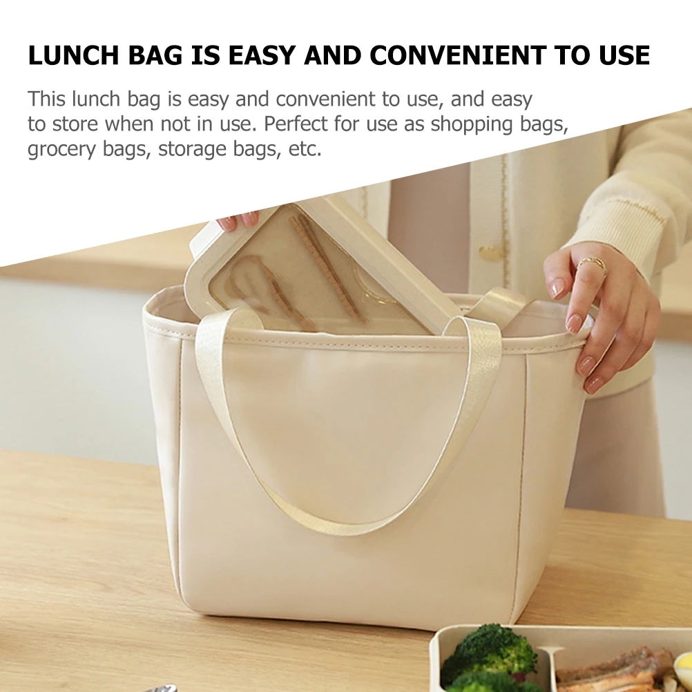 

Cute Lunch For Women Large Insulated Tote Portable Pu Container Reusable Food Bag Double Handles Storage