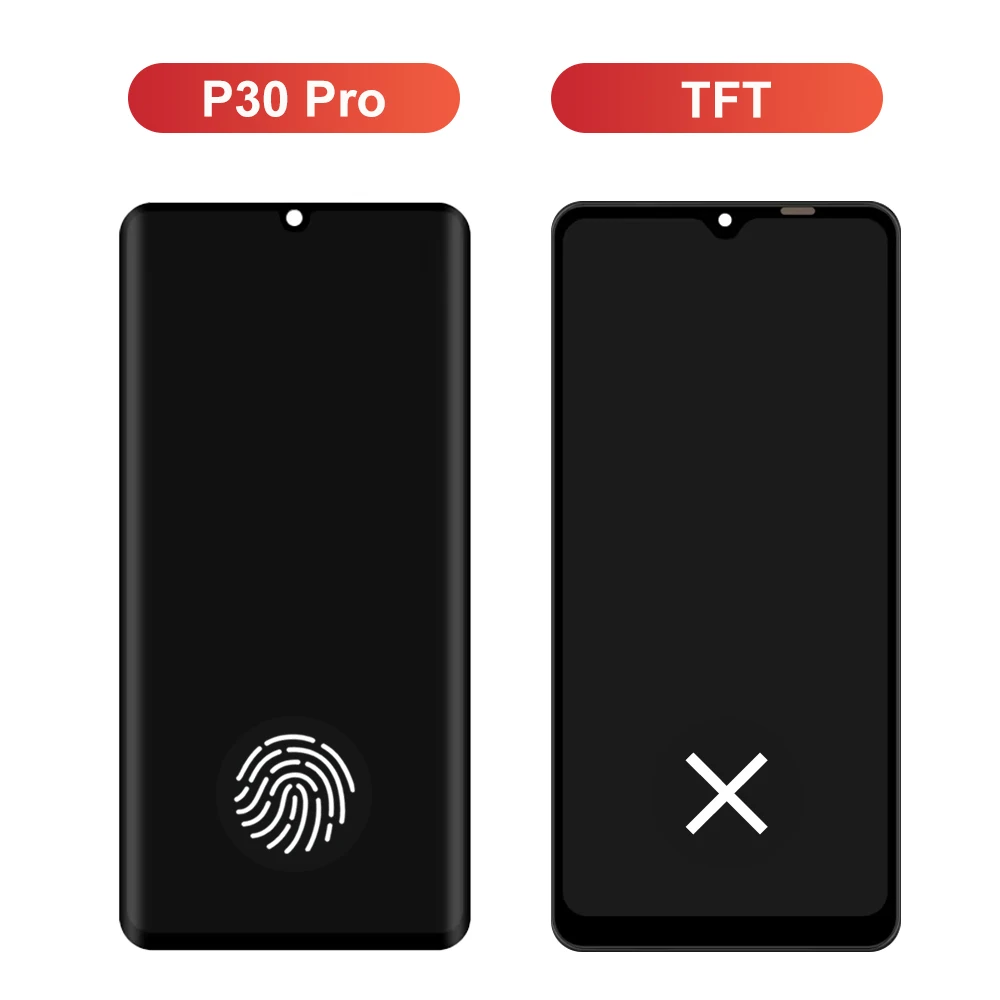 P30 Pro TFT LCD Screen Assembly for Huawei P30 Pro VOG-L29 VOG-L09 LCD Display Touch Screen Digitizer with Frame Replacement