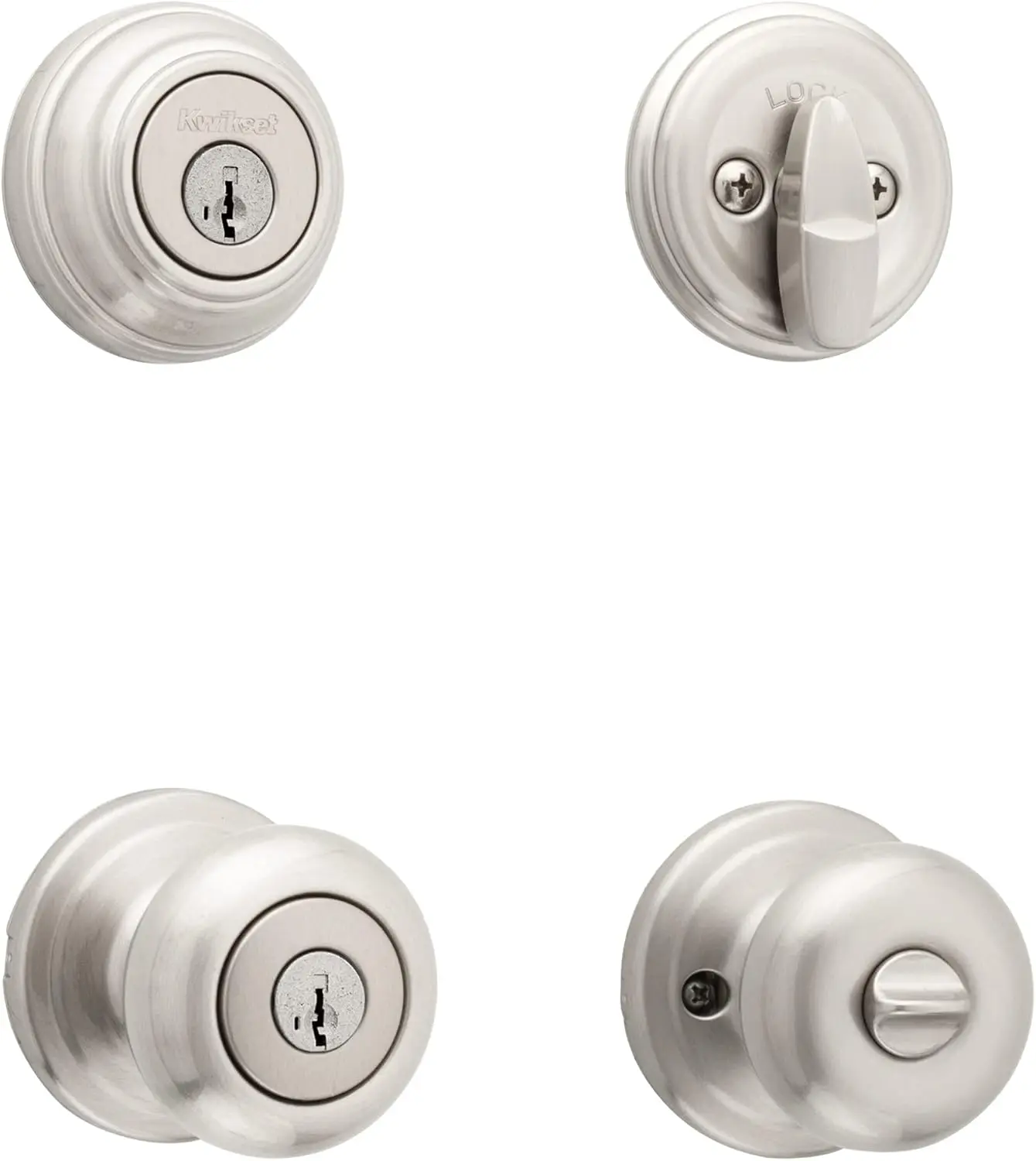 

Satin Nickel Door Knob and Deadbolt Combo with SmartKey Security and Antimicrobial Protection