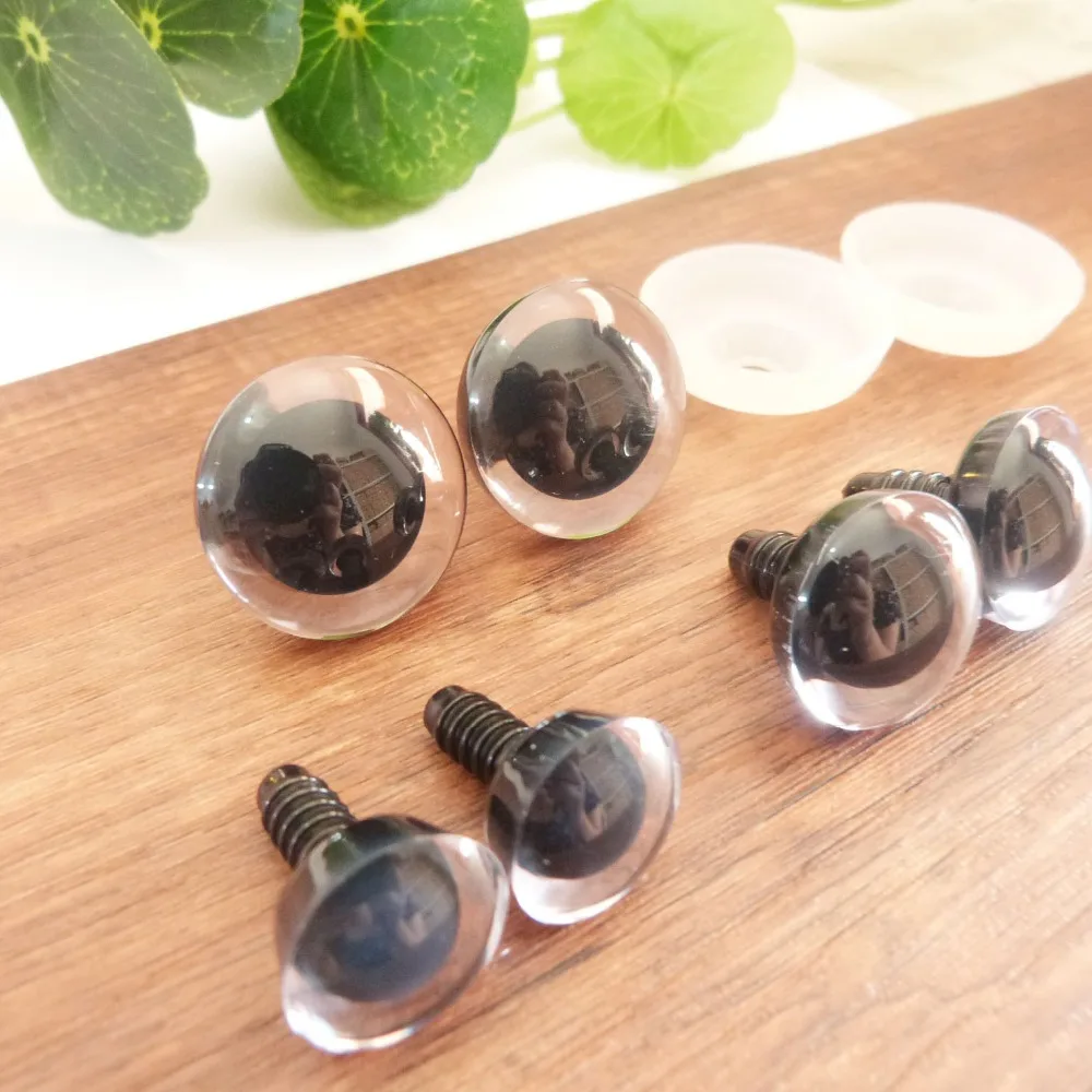 20pcs/lot---9mm-35MM 3D clear trapezoid safety toy eyes &white washer for diy plush doll accessories--size option