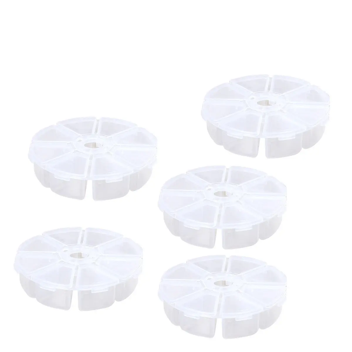 

5Pcs Clear Plastic Jewelry Storage Box Organizer Portable 8 Cavity Hard Plastic Case for Earrings Rings Beads Small Goods