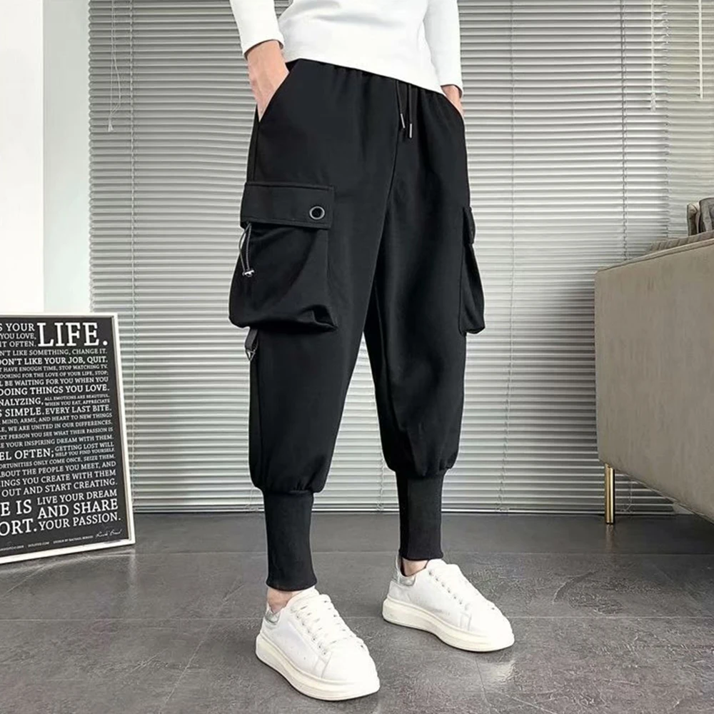 

2024 New Spring And Autumn Fashion Mens Loose Functional Overalls Loose Harem Pants Hip-Hop Casual Street Y2k Trousers For Men