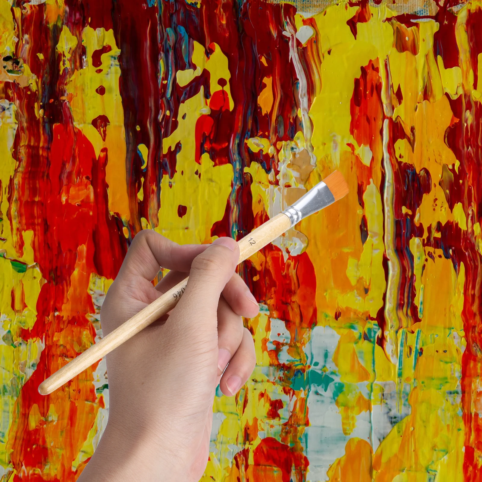 

12Pcs Art Paint Brush Set Nylon Hair Flat Tip for Acrylic Oil Watercolor Painting Tools Travel Paint Painting Brush Set