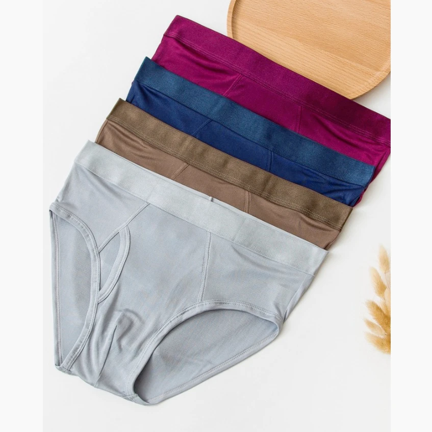 Luxury Pure Silk Lingeries for Man Fashion Mid-Rise 3D Men's Briefs Panties Thong Comfortable Underwear for Men Sport Underpants