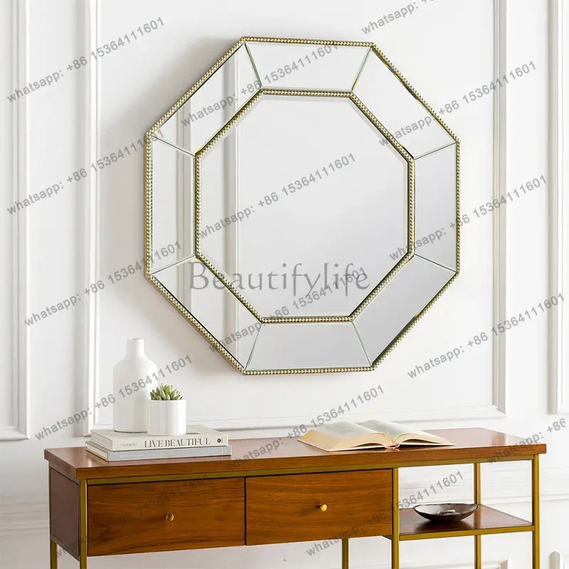 

European decorative makeup mirrors, hand-carved wall-mounted lenses, solid wood light luxury