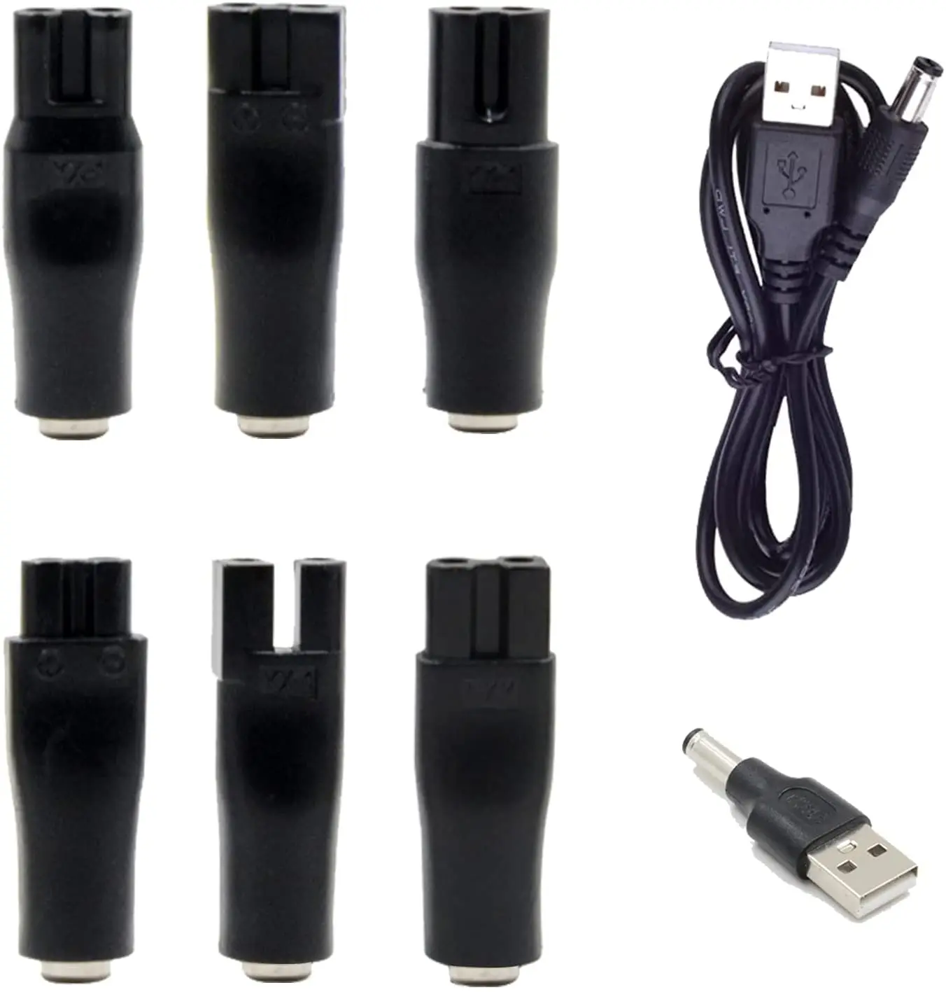 8 pces cabo de alimentação 5v substituição carregador usb adaptador adequado para todos os tipos de clippers de cabelo elétrico