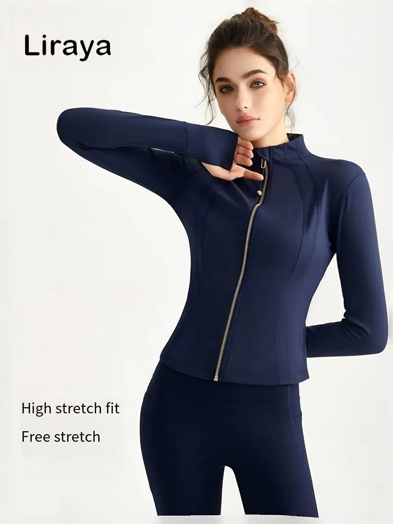 Autumn Stand Collar Slim Fit Sports Jacket Outdoor Running Jacket Fitness Suit Zipper High-end Yoga Long Sleeved