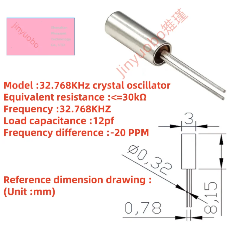 32.768K cylindrical 3*8MM circular clock crystal passive crystal 32768