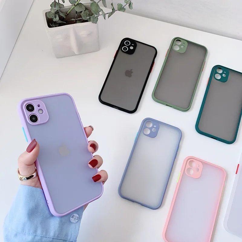 Lens Protection Bumper Phone Case For iPhone 12 13 14 11 Pro XS Max XR X 8 7 6 6S Plus SE 2020 Translucent Shockproof Cover Case