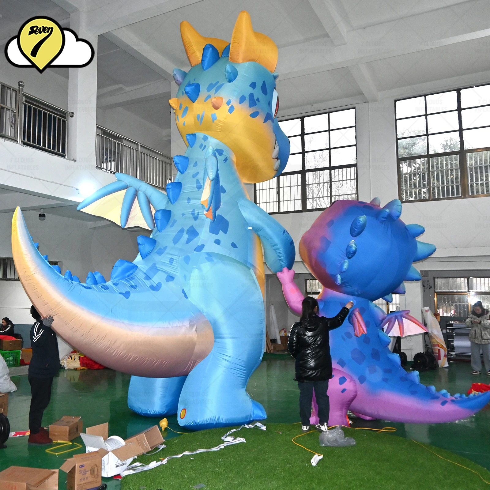 Customized Giant 20FT Cartoon Inflatable Balloon Dinosaur Inflatable Dragon With Blower For Advertising Mall Decoration