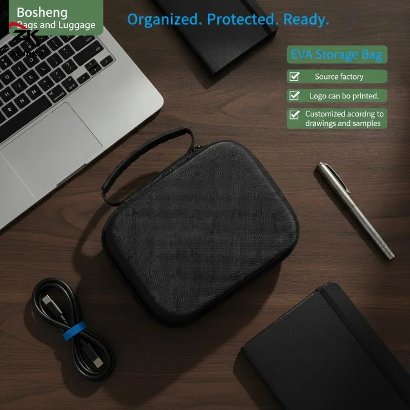 -Hard EVA Carrying Storage Case With Non Slip Handle Inner Mesh Pocket For Cables Chargers Game Console Travel Electronics