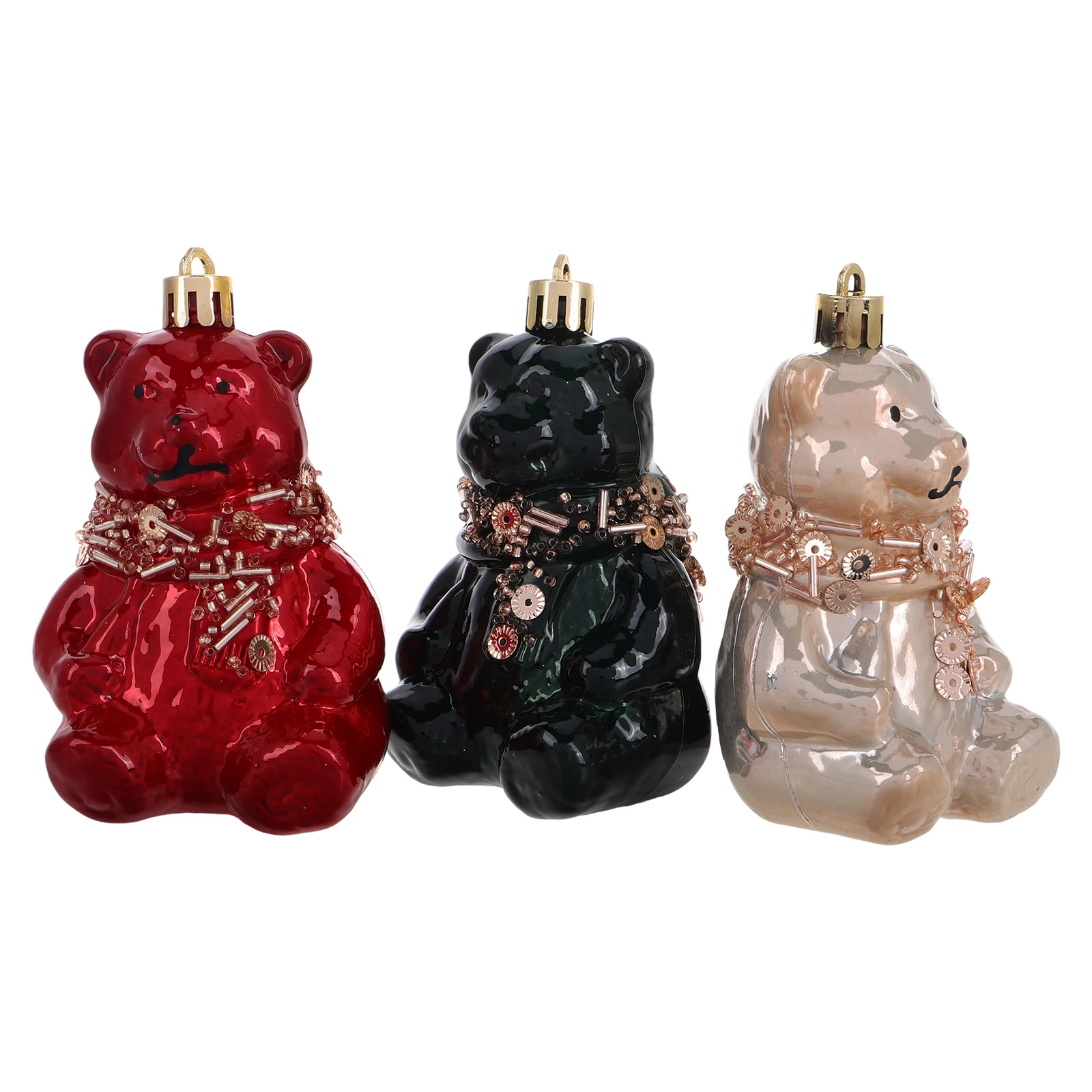 

3Pcs Bear Christmas Tree Hanging Ornaments Festive Plastic Holiday Decor Xmas Party Decorations Cute Bear Tree Decor