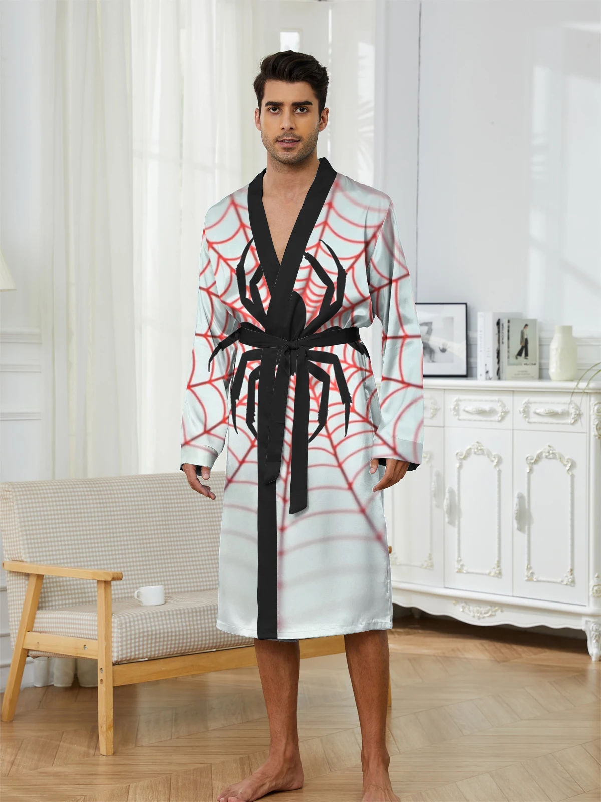 1pcs Men's Robes 2026 Spring/Summer Graphic Robes 3D Printed Funny pajamas Breathable Sleepwear robe Sleepwear