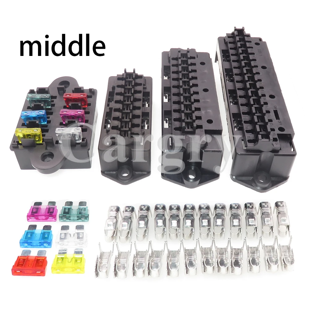 1 Set 8 10 12 15 Ways Middle Car AC Assembly Blade Fuse Holder Standard Automobile Circuit Controller Box with Crimp Terminal