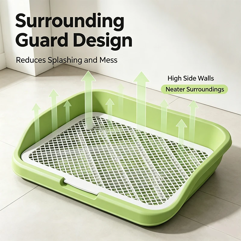 Pet Dog Toilet for Dog Potty Training Tray with Protection Wall Training Pad Holder Lavatory Basin Litter Box Trainer Corne