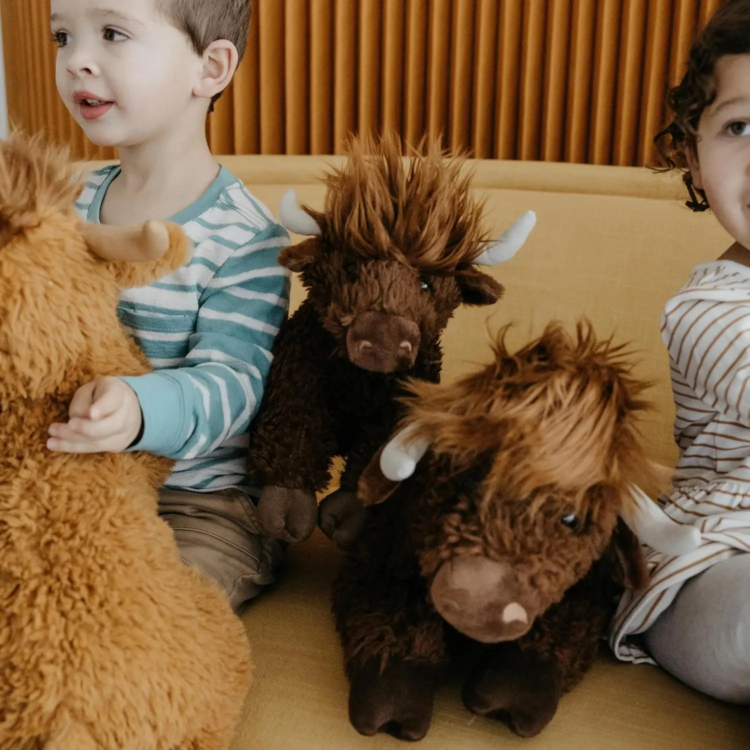 Floppy Highland Cow Plush Stuffed Animal in Dark Brown, 24 Inches