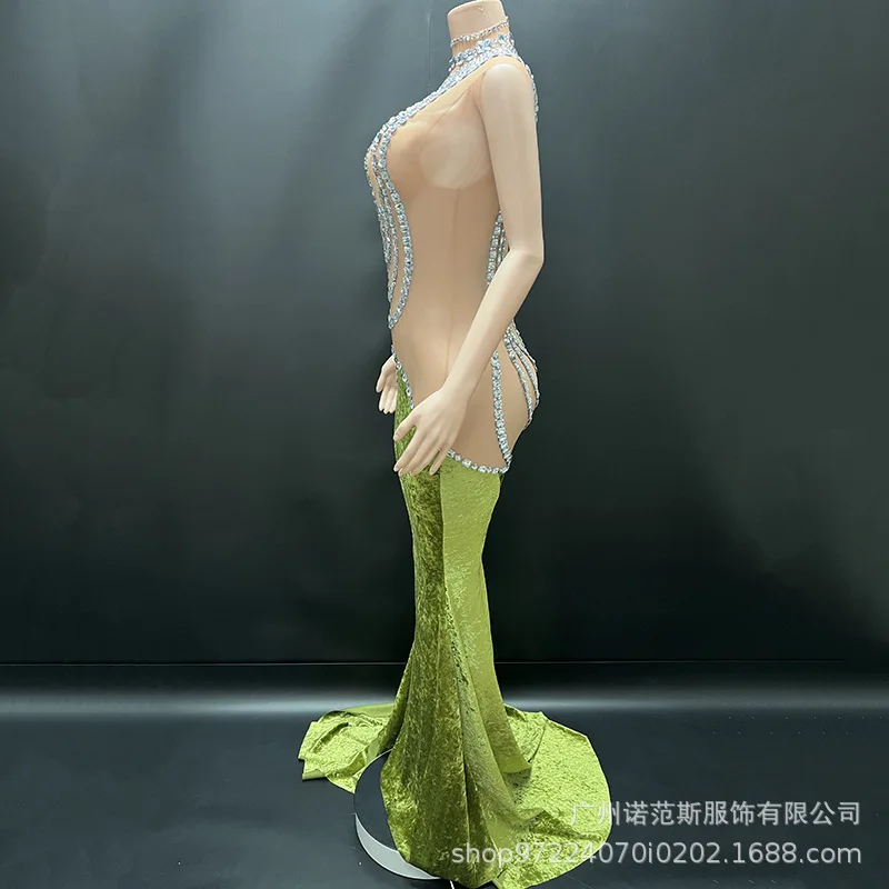 المتخصصة ماتشا الأخضر الأبيض مزاجه الورك ملفوفة ذيل السمكة تنورة الحفل المشاهير الاجتماعية مساء فستان عيد ميلاد الراقية