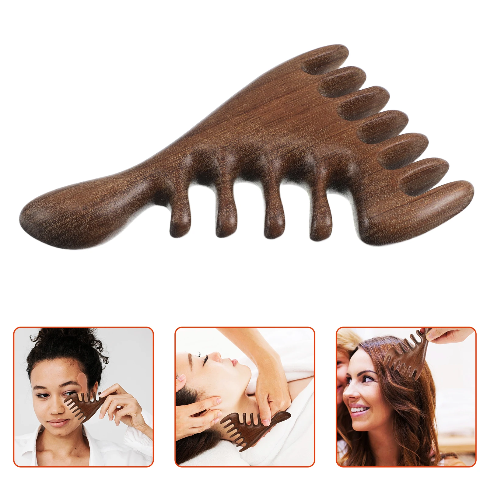 

Premium Golden Sandalwood Massage Comb Natural Wood Scalp Massager Wide Tooth Detangling Hair Brush For Travel Home Office -
