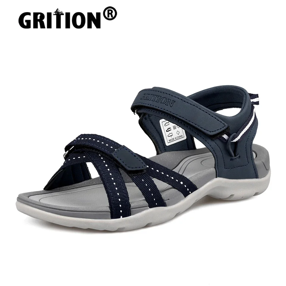 GRITION Women Sandals Fashion New Female Open Toe Outdoor Flat Heels Summer Beach Casual Non-Slip Lightweight 35-41 Shoes