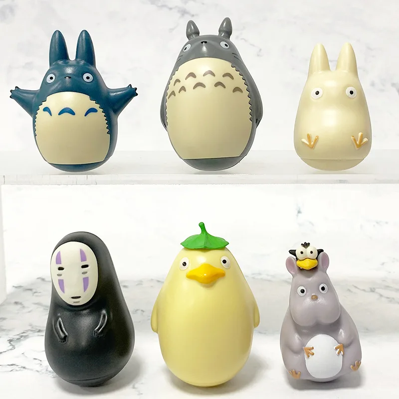 Hayao Miyazaki Cute My Neighbor Totoro Tumbler Anime Figure Model Spirited Away Table Ornament Children Toys Dolls Gifts