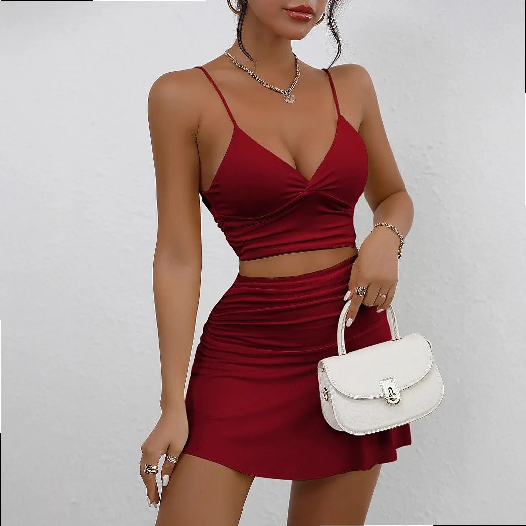 Sexy Backless Camisole Top Matching Set Summer Solid Color Women's Jumpsuit Playsuit