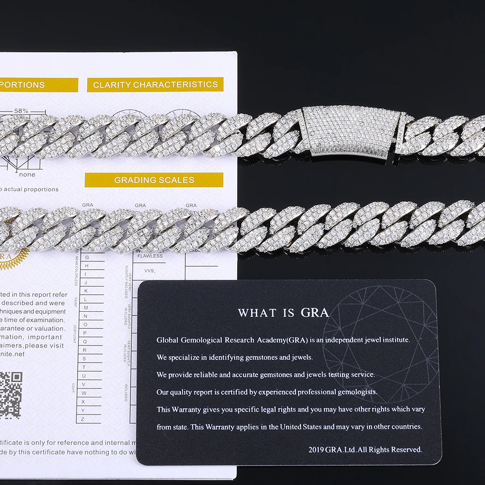 ESKEEM 13MM Rantai Moissanite - Moissanite Cuban Link Chain Iced Out ulasan dan harga