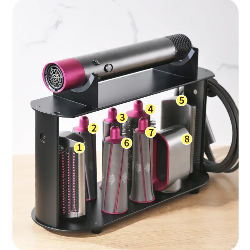 

Curling Iron Hair Dryer Storage Rack: Punch-free Bracket Hanging Rack Desktop Electric Hair Holder Organizational