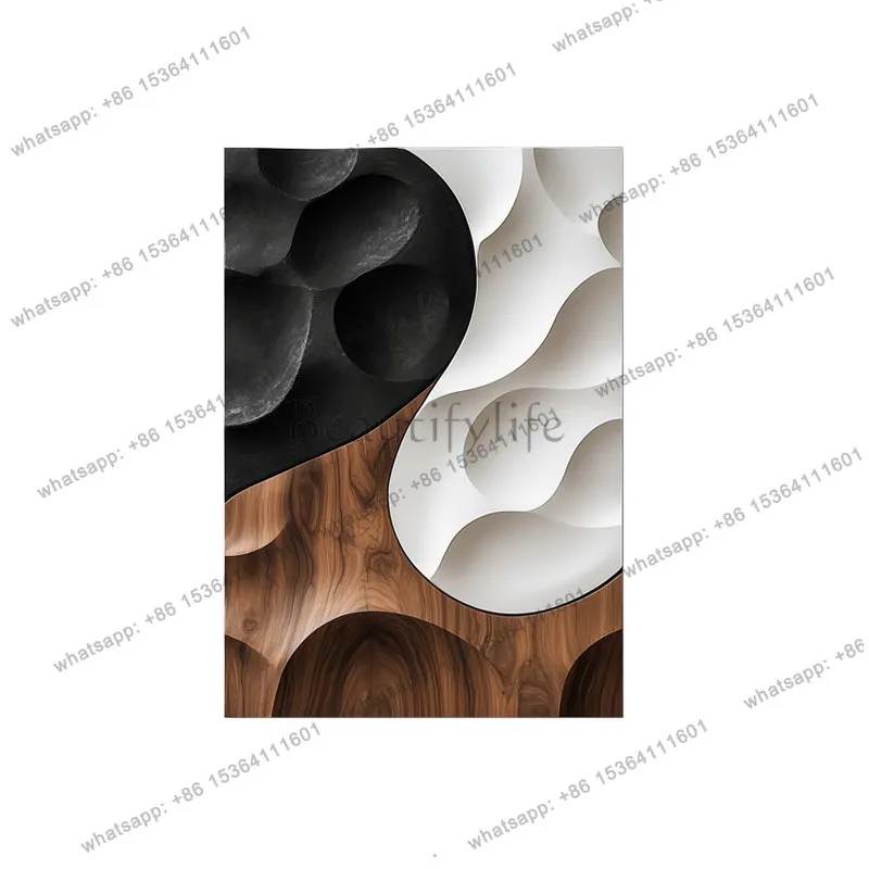 Modern living room abstract wood carving decorative painting high sense porch hanging painting atmosphere 3D three-dimensional
