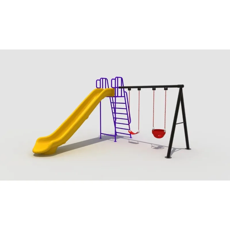 Outdoor Garden Safety Swing Set for Toddlers | Metal Climbing Rack Play Equipment with Plastic Slide