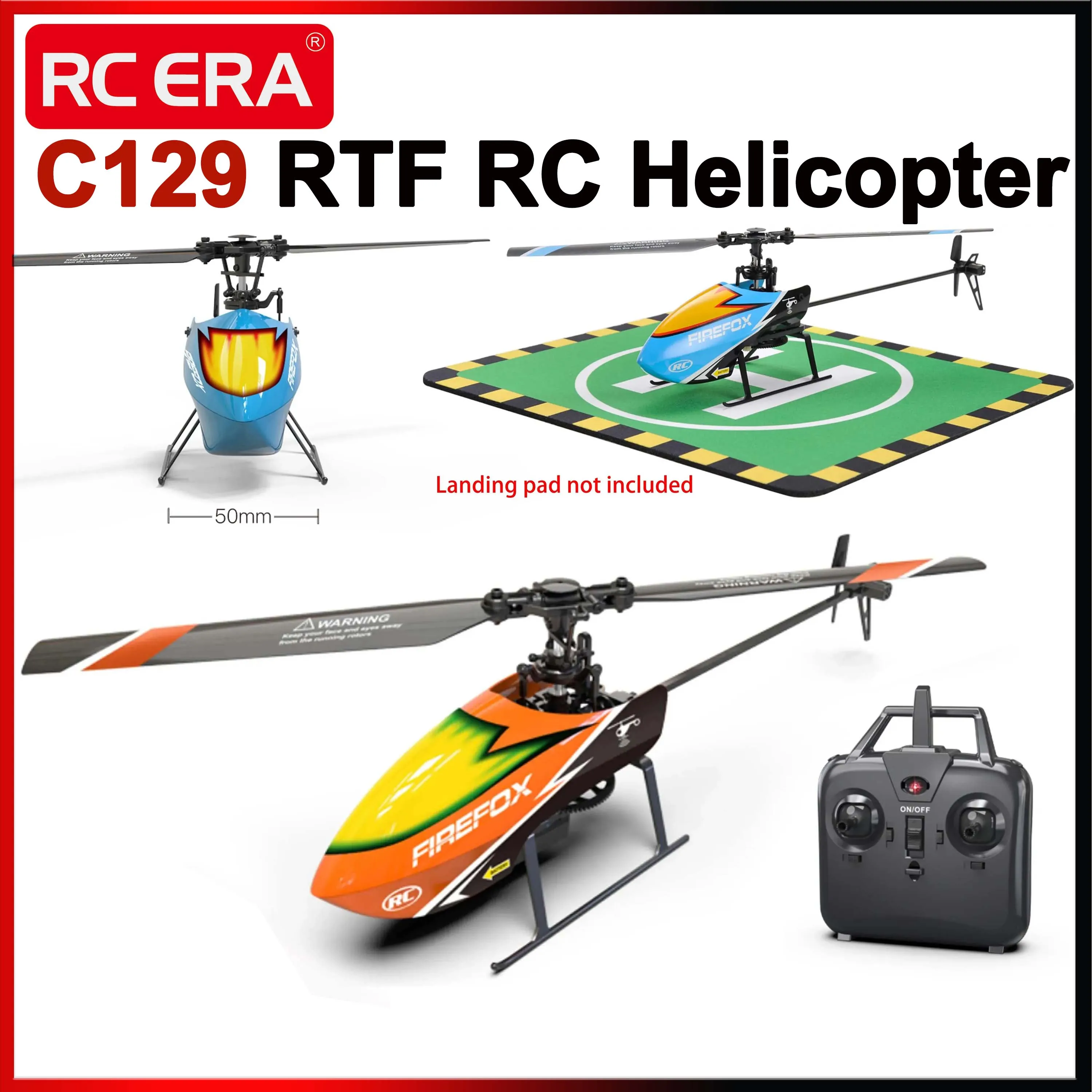 C129 RC Helicopter RTF 4CH 6-axis Gyro Automatic Stable One-key Take-off/landing Durable Coreless Motor Part for Adult Kids Gift