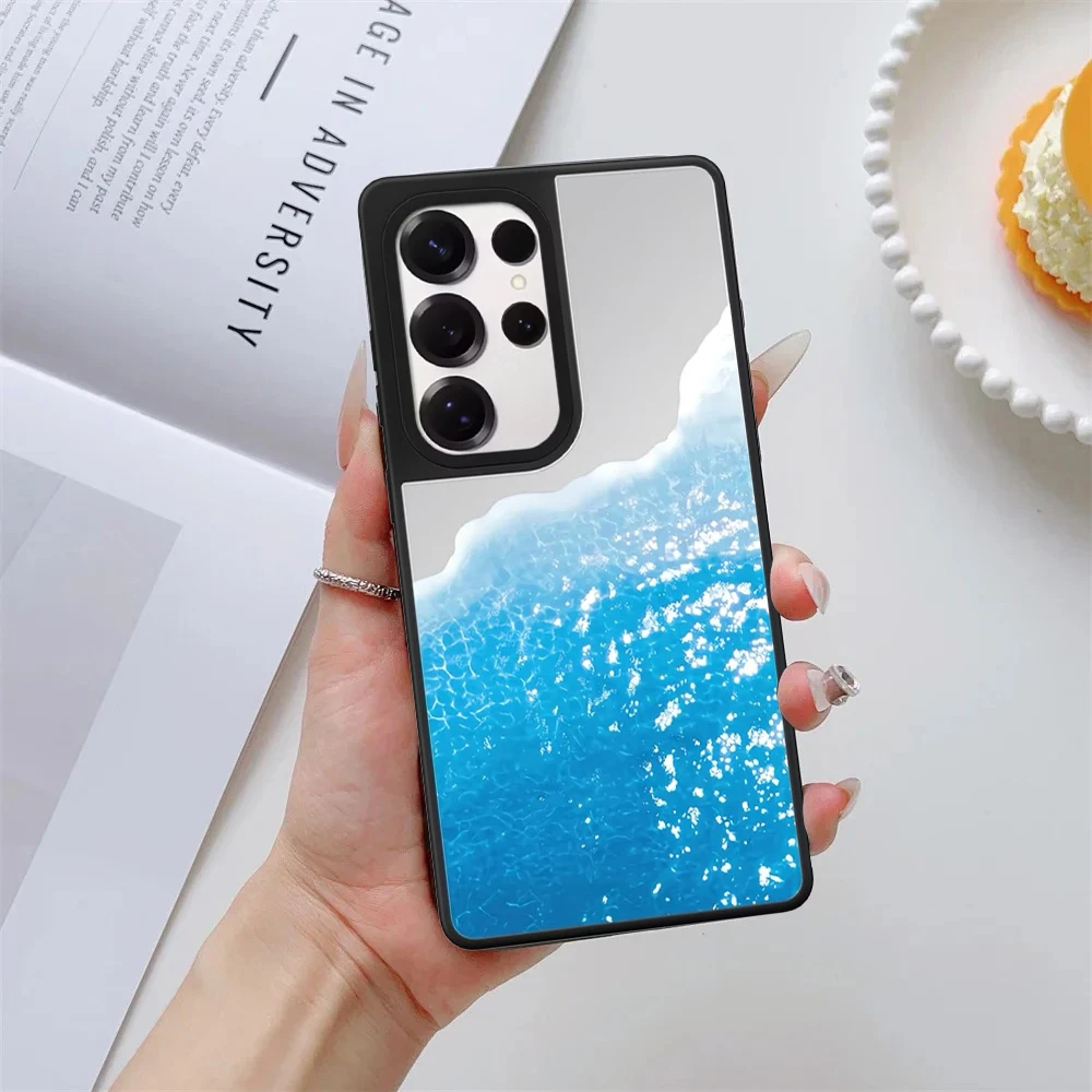 

Simple Blue Ocean Mirror Surface Magnetic Phone Cover for Samsung Galaxy S23 S24 S25 S26 Ultra S26+ Plus Case