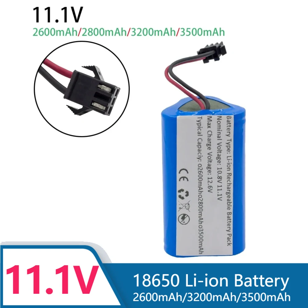 

11.1V/10.8V 3500mAh 18650 Li-Ion Replacement Battery For Ecovacs Deebot Deepoo CEN330 CEN332 / CR330 CR333 Vacuum Cleaner Robot