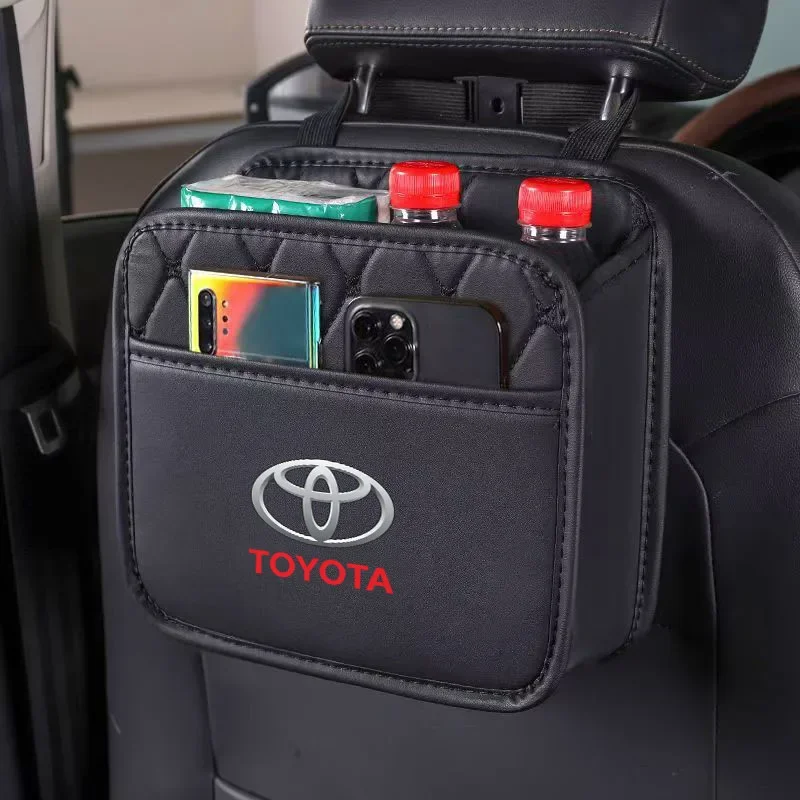 

Car seat back leather storage bag car rear waste bag For Toyota Rav4 CHR Yaris Prius Avensis Corolla Camry Highlander GR 86