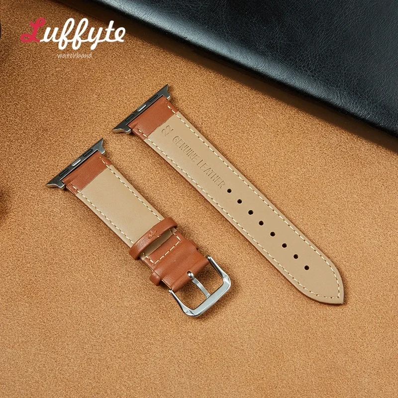 สายนาฬิกาหนังสำหรับสายคาด Apple Watch 49มม. 44มม. 45มม. 42มม. 38มม. 40มม. 41มม. สร้อยข้อมือผู้ชายผู้หญิง iWatch Series 8 7 6 5 4 3 SE