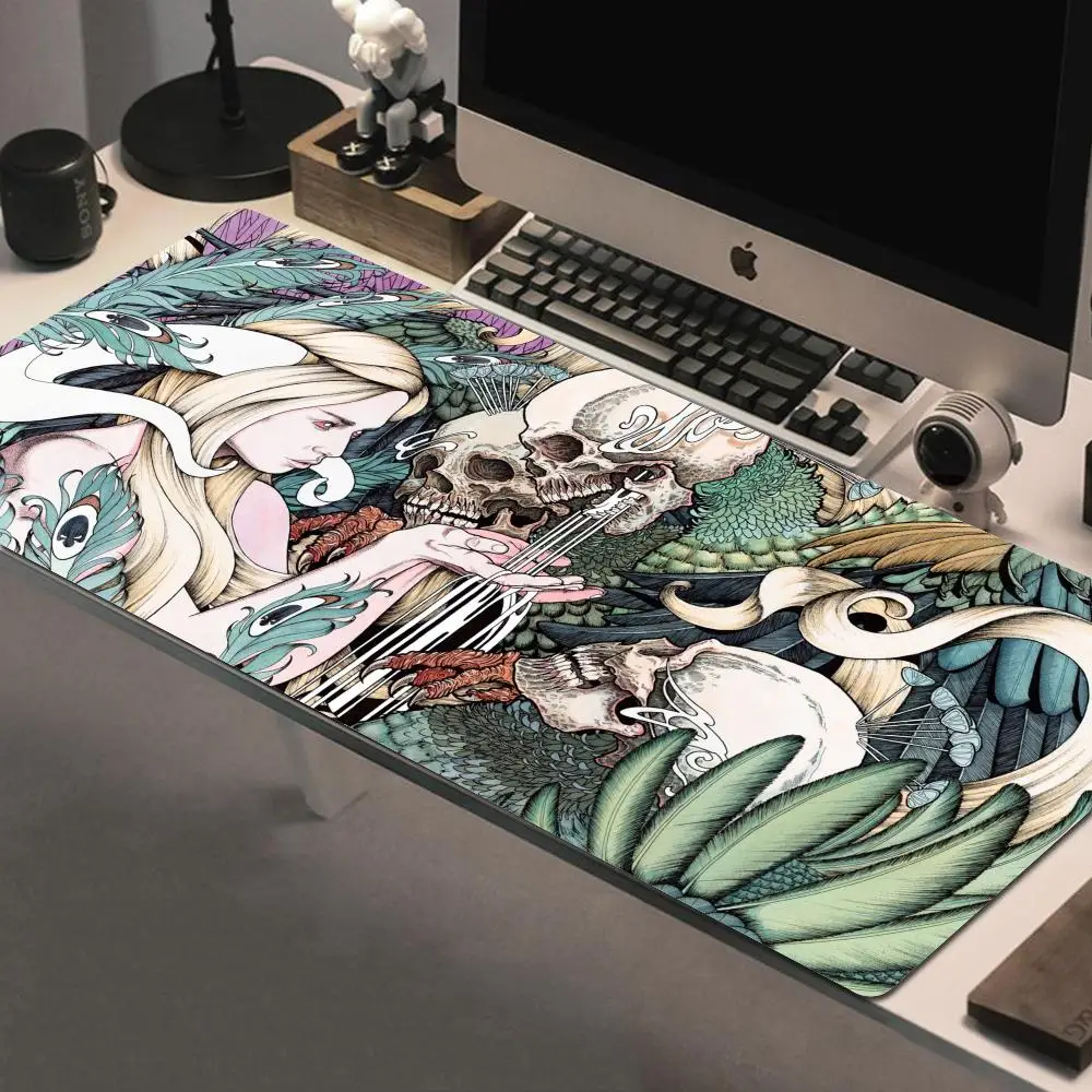 

Large Mouse Pad Gamer XXL HD Print Japanese Psychedelic Skull Art Computer Desktop Mousepad Speed Office Home Natural Rubber Mat