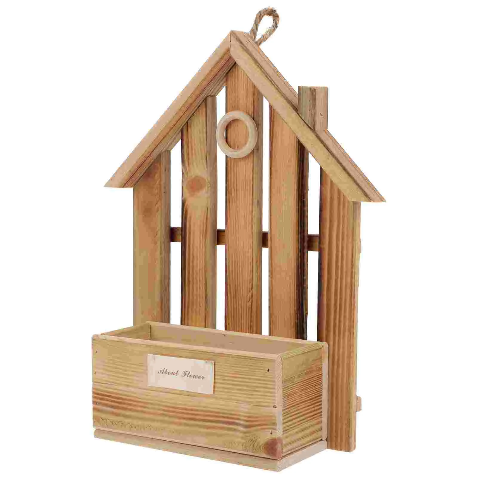 

Log House Flowerpot Arrangement Basket Home Decor Wall Pendant Hanging Decorate Wooden
