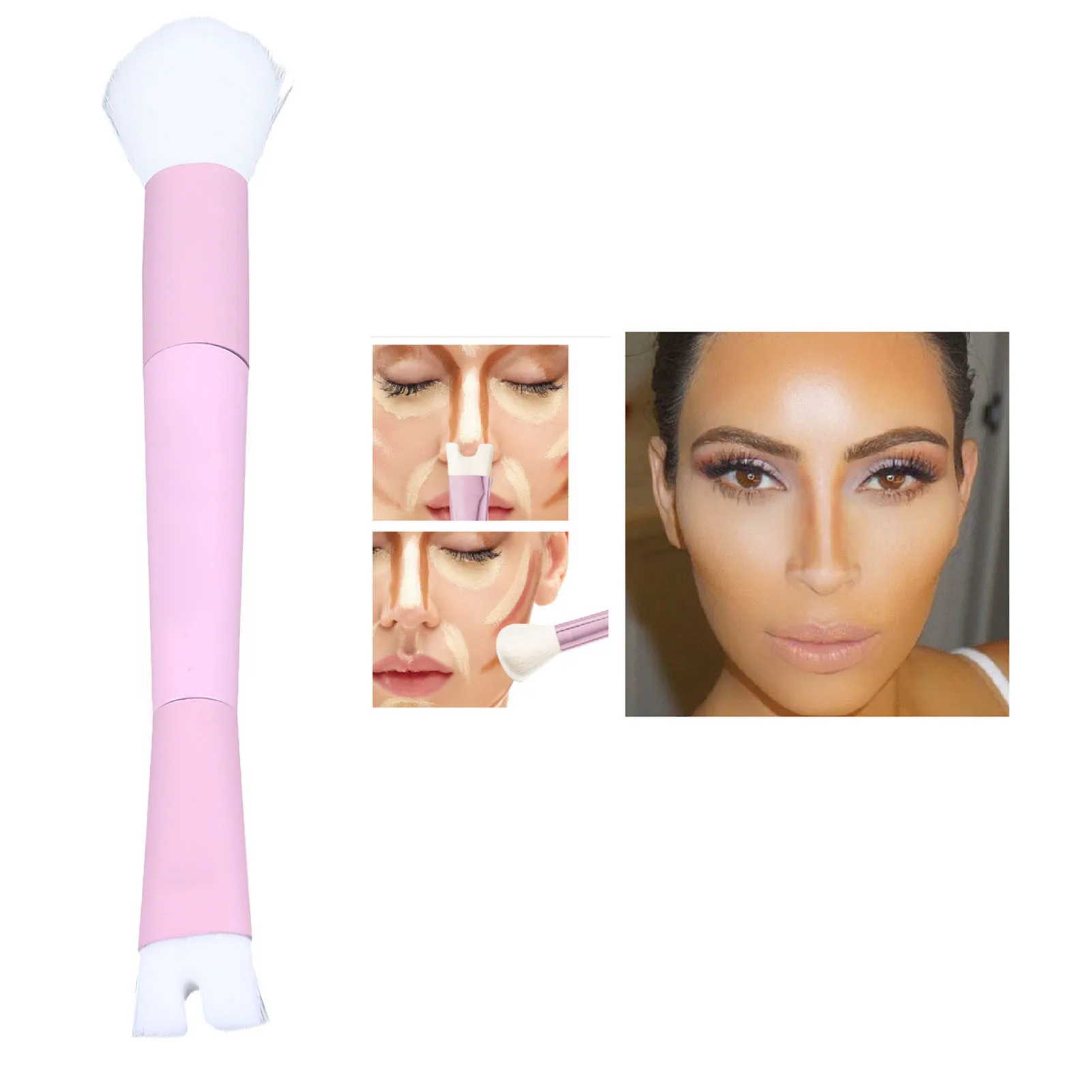 Nose Contour U Shaped Makeup Brush For Sculpting Defining 2 In 1 Contour Brush Soft Innovative Dual End Brush 6.9in