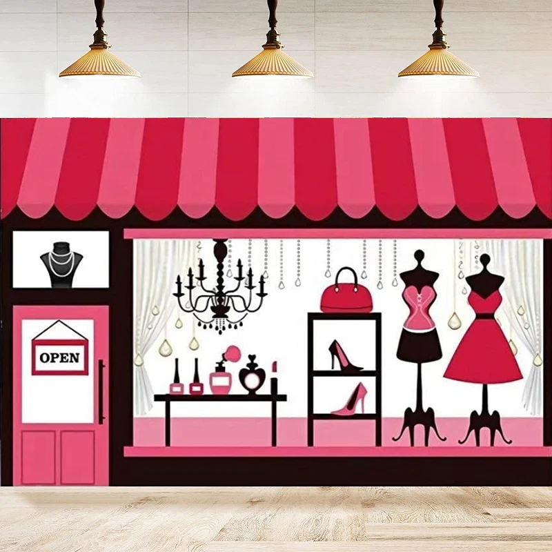 

Fashion Boutique Photography Backdrop Female Women Dress Store Girls Ladies Birthday Background for Event Girls Party Decoration