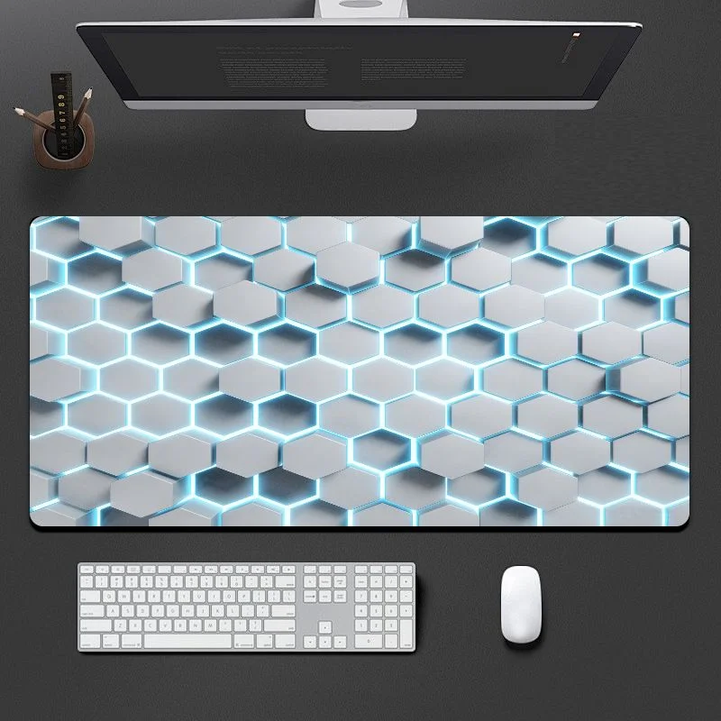 VIKAMA Technology Style Mouse Pad - Hexagonal Grid Gaming Desk Mat - Anti-wear Computer Laptop Desktop Decor