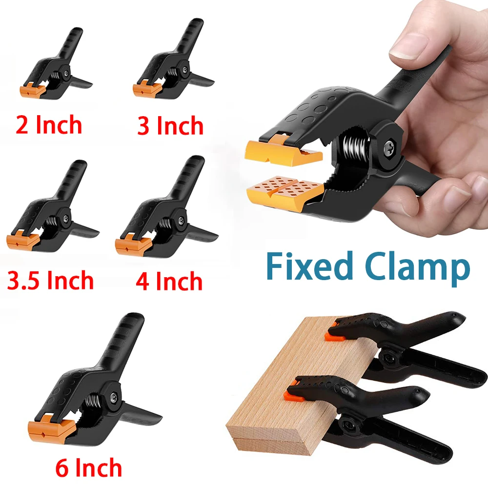 

Woodworking Spring Clamps 2/3/3.5/4/6 Inch Plastic Nylon Carpentry Clips Wood Fixing Tools Photo Studio Background Pipe Clamp