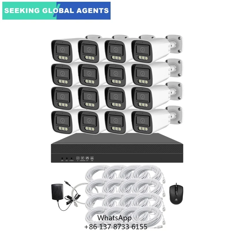 

Ready To Ship 16CH Smart Home Security System For Indoor Outdoor Use 16 CHhannel POE Bullet Network Camera With NVR